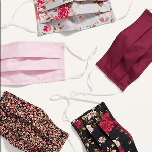 5 NEW 3-Layer Cloth Pleated Face Masks for Adults